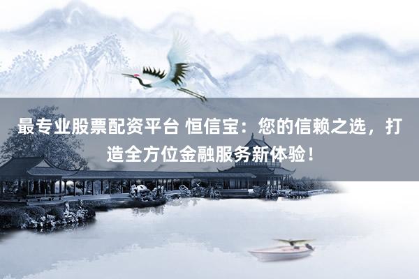最专业股票配资平台 恒信宝：您的信赖之选，打造全方位金融服务新体验！