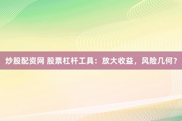 炒股配资网 股票杠杆工具：放大收益，风险几何？
