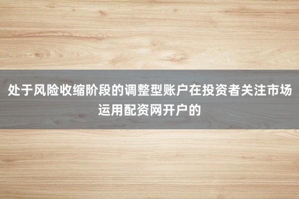 处于风险收缩阶段的调整型账户在投资者关注市场运用配资网开户的