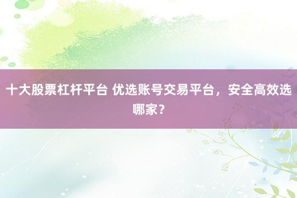 十大股票杠杆平台 优选账号交易平台，安全高效选哪家？