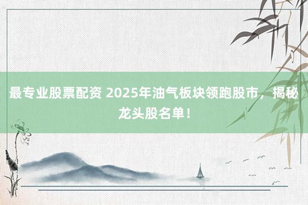 最专业股票配资 2025年油气板块领跑股市，揭秘龙头股名单！