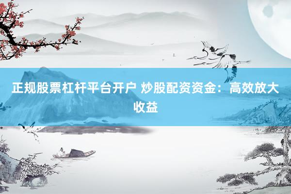 正规股票杠杆平台开户 炒股配资资金：高效放大收益