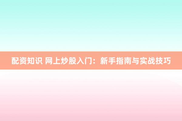 配资知识 网上炒股入门：新手指南与实战技巧